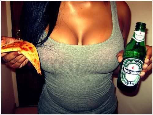 XXX  pizza heineken and some eye candy what more photo