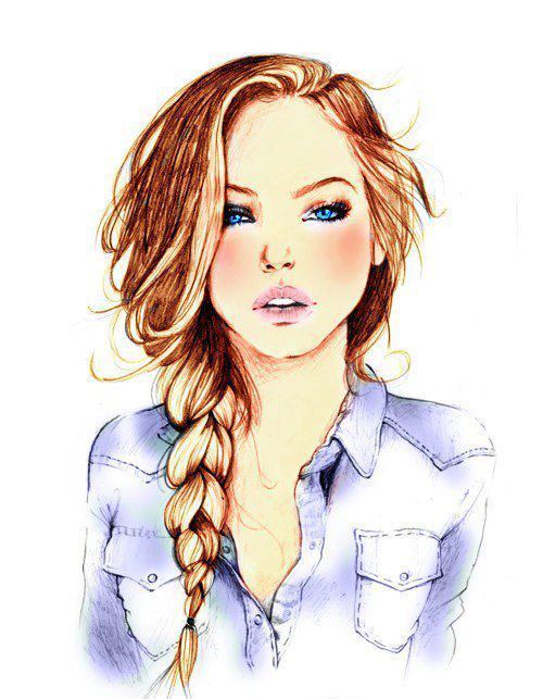 Hipster girl hair drawing tumblr