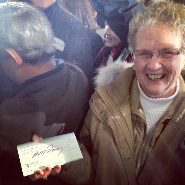 Mitt Romney signed this lady’s checkbook (Taken with instagram)