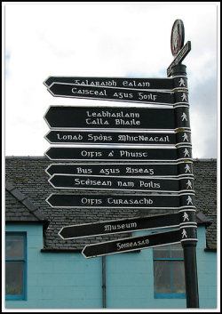Scotland-Forever:&Amp;Ldquo;Signpost In Gaelic, Stornoway, Isle Of Lewis, Scotland&Amp;Rdquo;