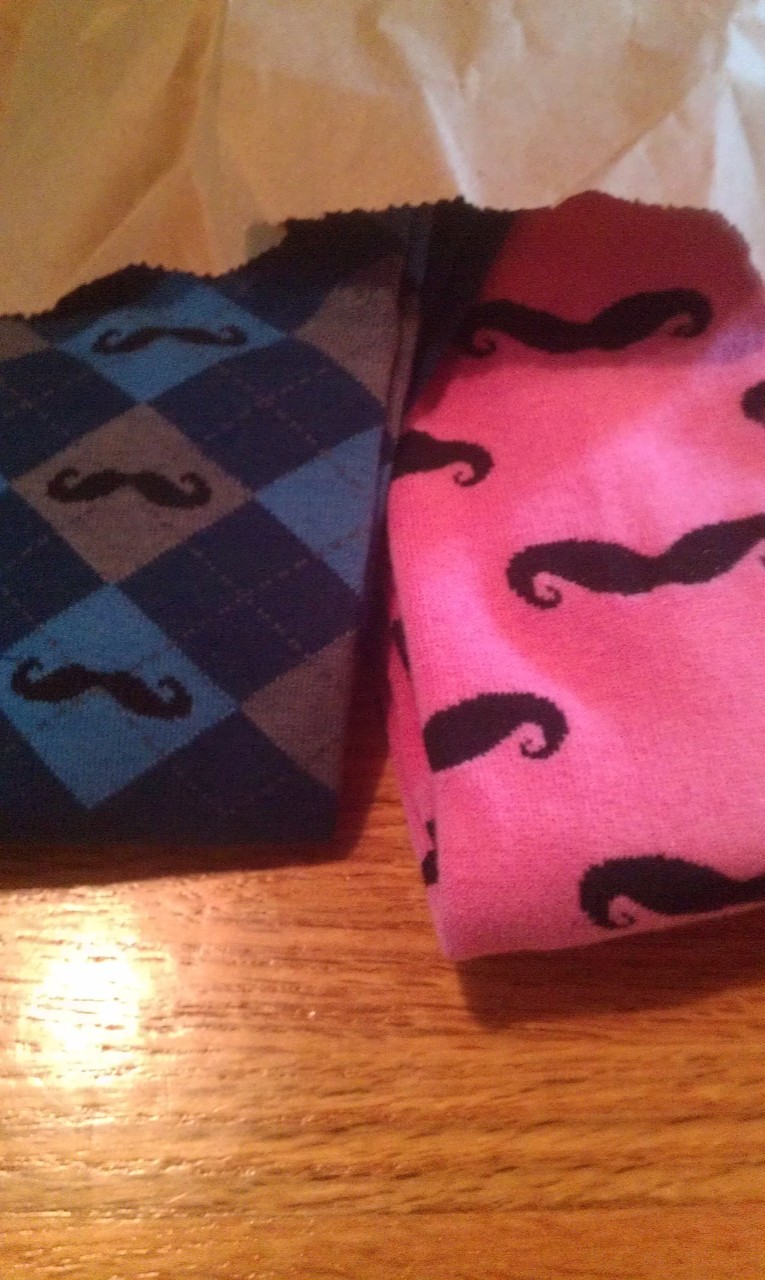narwhalnancy:  I have good taste in socks. The pink ones are knee highs and for Lenora.