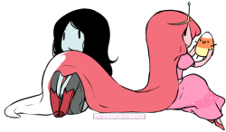 niaro:  Marceline sucking the red from Bubblegum’s hair. Pink - Red = White right?? 