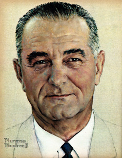 The two candidates for the 1964 Presidential election, LBJ and Barry Goldwater. Illustrations by Norman Rockwell.