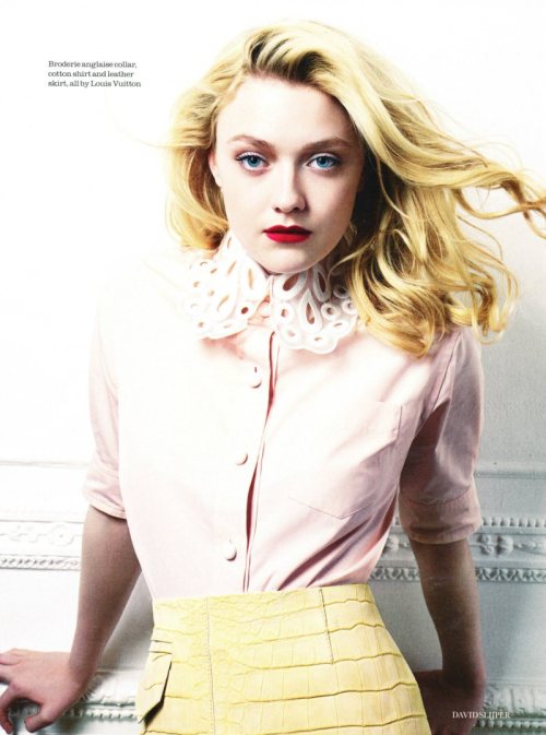 billidollarbaby: Dakota Fanning for Elle UK, February 2012 styled in Dolce and Gabbana and Louis Vui