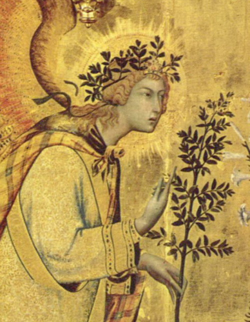 mediumaevum:Detail of the Annunciation (1333) by the Sienese Simone Martini, Uffizi.source: The Yorc