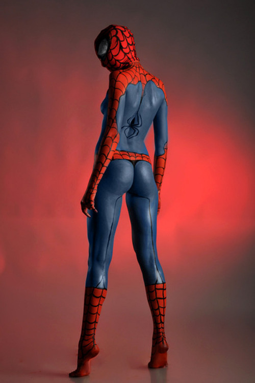 Porn photo nerdybodypaint:  Spiderman body paint 