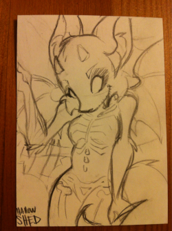 madebymoko:  Sketch for shed’s ACEO for winning that giveaway a while ago. OOPS I am slow. Sorry. Colours soon!  So, my girlfriend is pretty much fucking amazing at art.