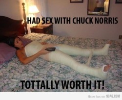 9gag:  Had sex with Chuck Norris! 