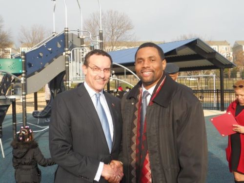 I along with Mayor Vincent Gray at the Dakota Park ribbon cutting. As president of the Gateway Community Association, I want to thank the Department of Parks and Recreation, CM Thomas & Staff, and ANC Manning for all of their assistance.