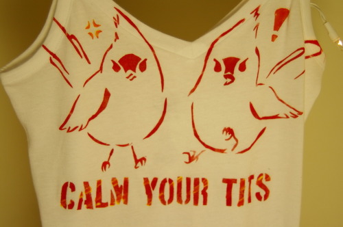 fat-birds:amateurdabbling:Calm Your Tits tanktopI really want this tanktop.