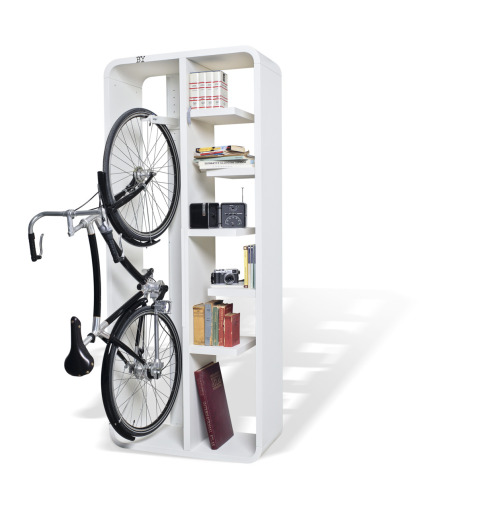 Bookbike, a book shelf and bike rack combination, designed by BYografia. See more info and photos at