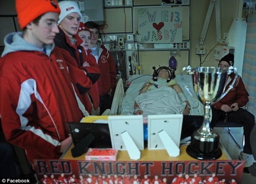 twenty-onefour:  Everyone reblog this to get the word out, prayers and prayers need to be going out to Jabs right now. If you dont already know a Jack Jablonski aka Jabs is Minnesota high school hockey player that was paralyzed in his legs from a check