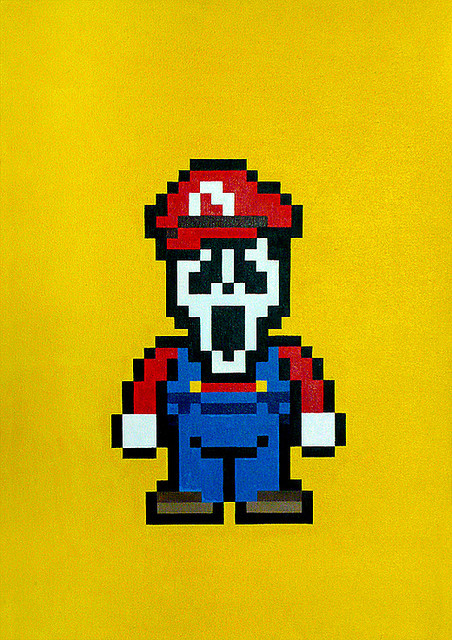 Scary Mario, Mickey Mouse and Superman