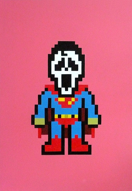 Scary Mario, Mickey Mouse and Superman