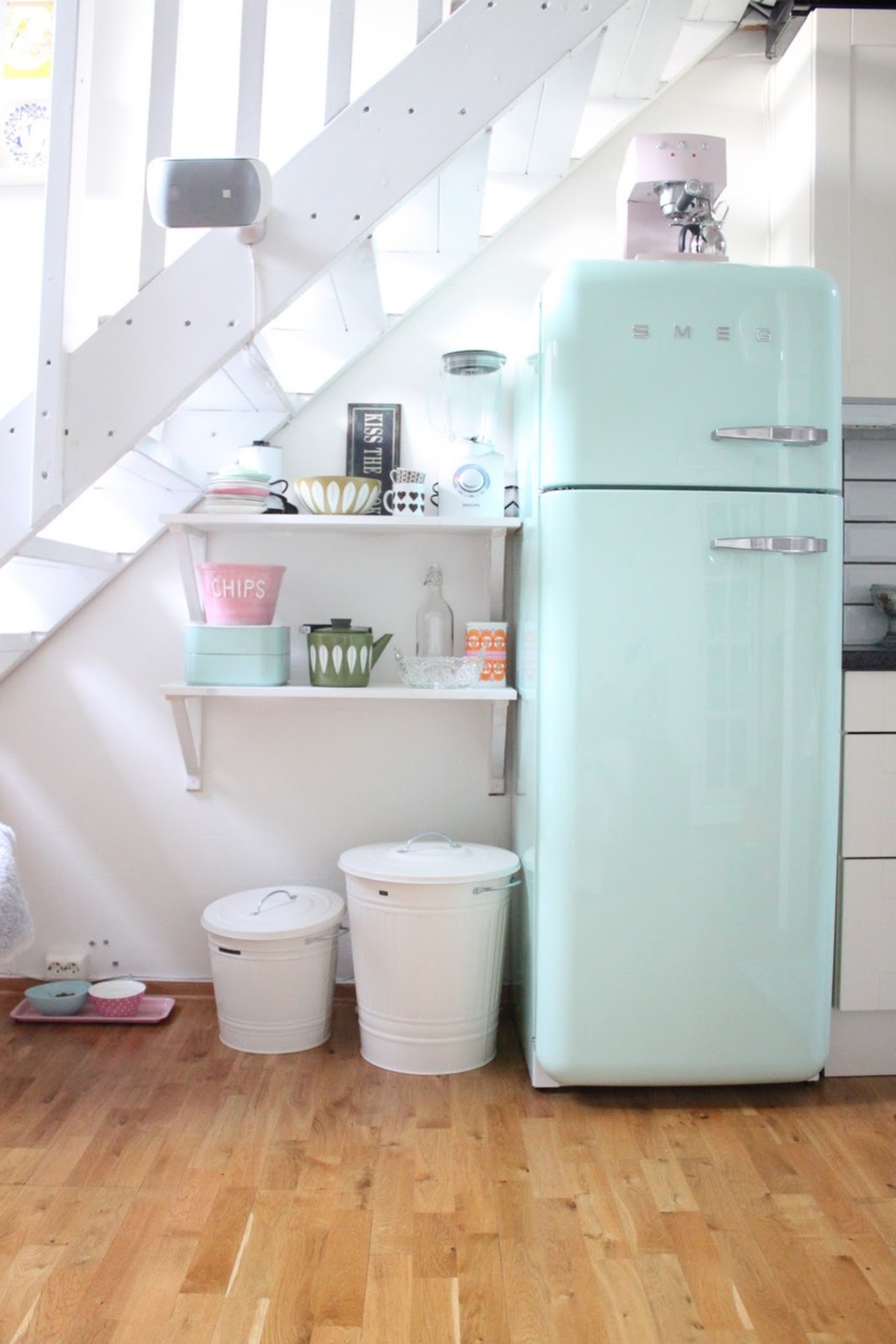 my-jar-of-hearts:  I’ve seen that SMEG fridge before! They have such a lovely
