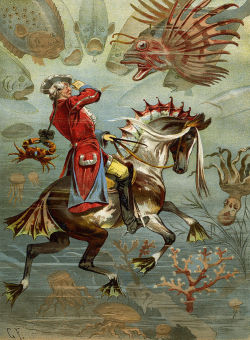 a-l-ancien-regime:  Gottfried Franz (1846-1905) - Baron Münchhausen Underwater The Miraculous Andventures of Baron Münchhausen. Translated by O. I. Rogova - 3rd ed. SPb. Publisher: A. F. Devrien, 1896. 50 pages Gottfried Franz (1846-1905) 