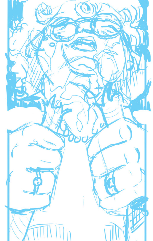 5 Minute Sketch - It's A Lady Getting Electrocuted By Those Wires There! In Her Hands!