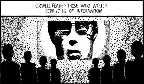 deandalecommunitycolledean:  socialistexan:  adrianshhh:  Amusing Ourselves to Death by Stuart McMillen (May 2009) Aldous Huxley (Author: “Brave New World”) vs. George Orwell (Author: Nineteen Eighty-Four  One of my personal favorite things to ever