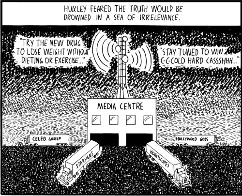 deandalecommunitycolledean:  socialistexan:  adrianshhh:  Amusing Ourselves to Death by Stuart McMillen (May 2009) Aldous Huxley (Author: “Brave New World”) vs. George Orwell (Author: Nineteen Eighty-Four  One of my personal favorite things to ever