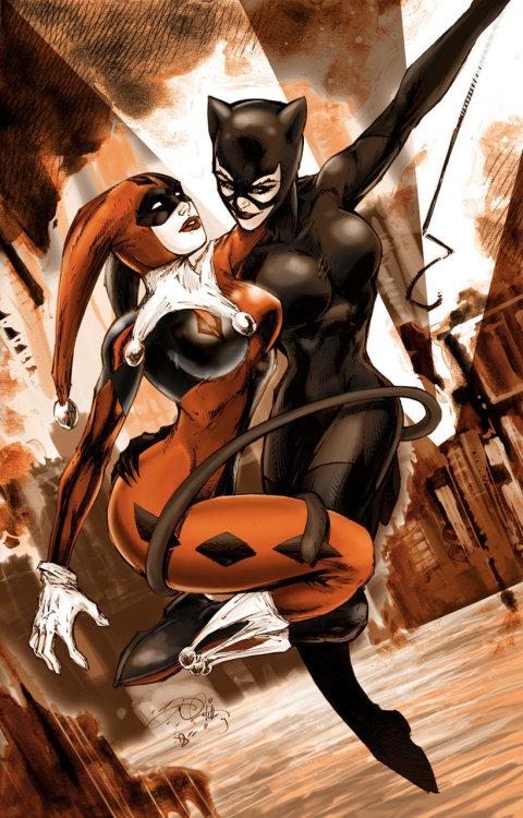 thearishok: comicsforever: Catwoman &amp; Harley // artwork by Shelby Robertson and Anthony Dela