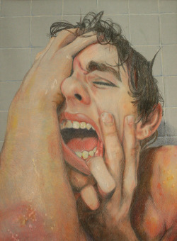 eatsleepdraw:  Jesse Clevenger, Acne, Prismacolor on Canvas 