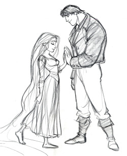 lycorine:  kilomonster:  artisticallyinspirational:  Tangled concept art, by Glen Keane Flynn from Tangled was going to be huge and Stabbington-sized, in comparison to Rapunzel, to make the relationship seem “accepting”, so Rapunzel would seem