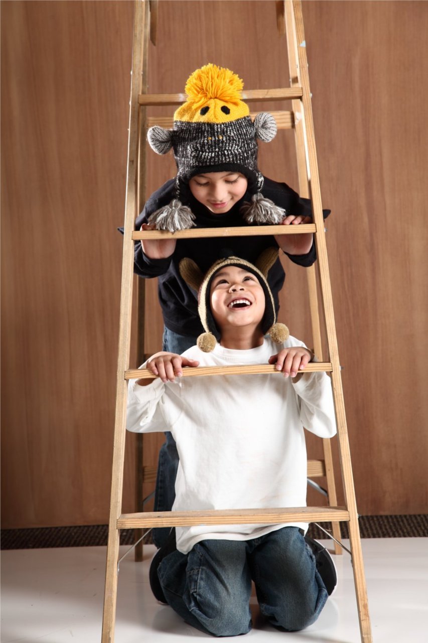 Monkeying around is just more fun in Lakhay’s Collection fleece-lined animal beanies and puppet mittens.