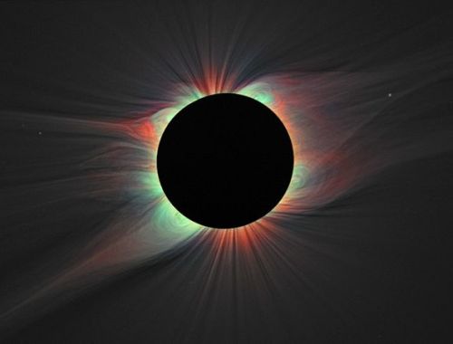 cwnl:The Iron SunSwirls of red and green represent highly charged iron streaming from the sun’