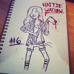 Yay! haha so fucking fun! I can&rsquo;t wait. baker2d:  So 6 of my #onedoodleaday is @hattiewatson a little idea I believe :-) #ink #colour #axe #hattiewatson #copicart  (Taken with instagram) 