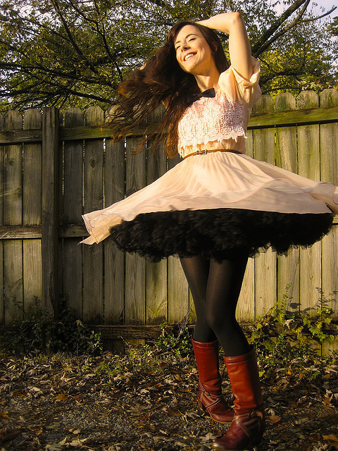 peach dress in the autumn by bloomingleopold on Flickr.