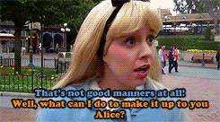 curiiouser:  Golden Disneyland Moments || Alice and The Mad Hatter  In which The Hatter accidentally hits Alice, then shenanigans ensue. [x]  