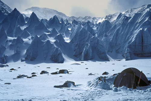 by xtremepeaks on Flickr.Advance base camp near Mt Shishapangma 8013m in Tibet.