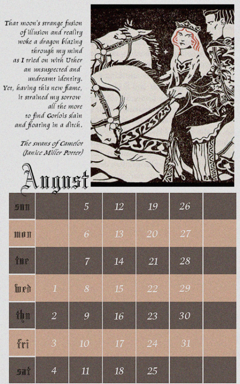 DOWNLOAD ARTHURIAN CALENDAR 2012 (VERSION 2)It was so hard creating this X°D but I hope it&rsquo;s o