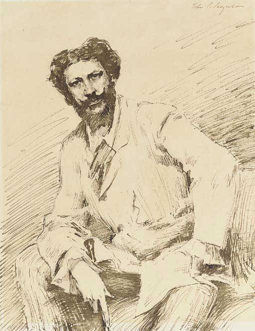 unosimagenes:   John Singer Sargent - Sketch for portrait of Carolus Duran c. 1879 Ink