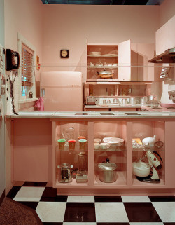 miss-miche:  Reflections Exhibition, Missouri History Museum—Pink kitchen by Missouri History Museum on Flickr. love that setup, how cute. 