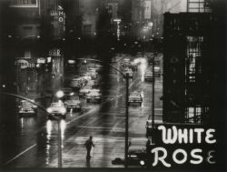 liquidnight:  W. Eugene Smith Untitled (night view of wet street with White Rose sign) New York, 1957-58 From W. Eugene Smith: Photographs 1934-1975 