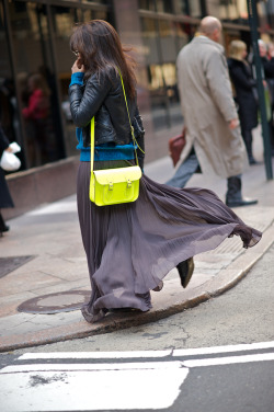 what-do-i-wear:  Leather jacket: Zara. Knit jumper: Thrift/2nd hand. Skirt: Alice &amp; Olivia. Cut out buckle boots: ASOS. Satchel: Cambridge Satchel Company. Shades: Ray Ban (image: wheredidugetthat) 