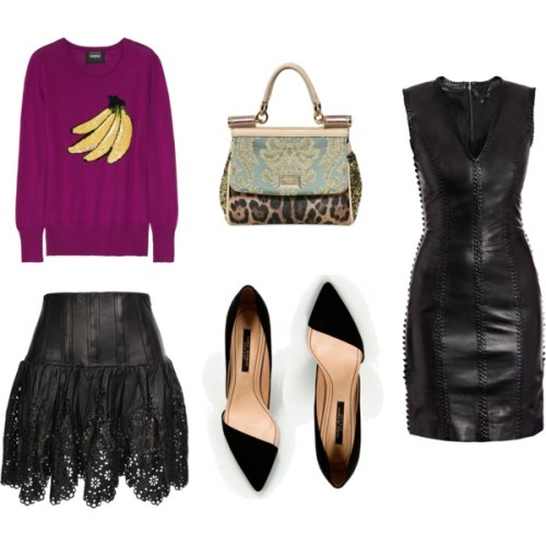 Touch of leather….. by belindaxx1 featuring zara shoesAlexander McQueen black leather dress£2