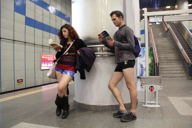 No pants subway ride girls naked