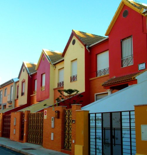 diezmilexcusas: Colorful houses in Andalusia, Spain.