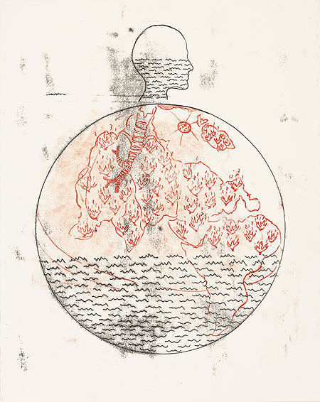 swarov:Human Geography Jo Stockham, 1990. Monoprint on paper.New Hall Art Collection, Murray Edwards