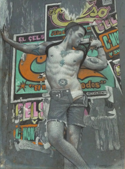 homocomix:  yeagermuse:  ‘James, Meat Packing District’ 9”x12” ink and pastel pencil, 2012  by Todd Yeager 