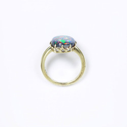  Ring. 1850-1913. Radiant And Rare Black Opal Embedded And Mounted On Gold.  