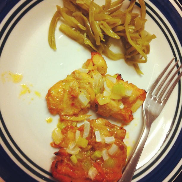 Some mystery chicken my dad invented.  (Taken with instagram)