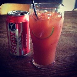 Bloody Beer (Tecate, tomato juice, and tobasco)