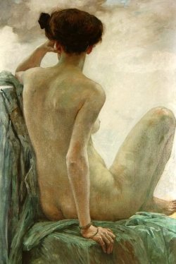 sirenadesertica:  Robert Auer. Sitting Nude From The Back 