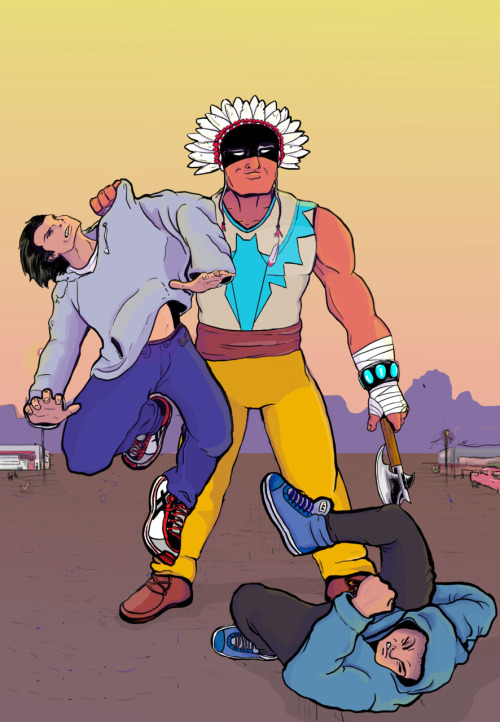Another Finished Piece, Done About A Month Ago. It's Man-of-Bats Wranglin' Some Rowdy Teens!