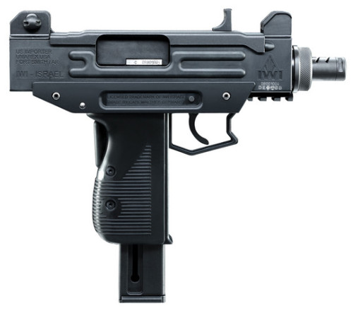 Micro Uzi clone by Umarex: .22LR, holds 20 rounds, legally qualifies as regular semi-automatic pisto