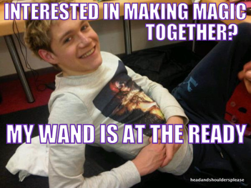 everythingislarrystylinson:  onedirectionn:  ayeliam:  headandshouldersplease:  Niall Horan uses Harry Potter pick up lines.  the last one lmfao  The laugh I just laughed was not human..  WHAT SHE SAID ^ 