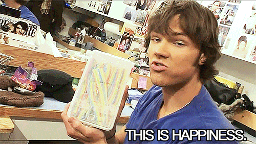 jellybabiesandjammiedodgers:  justaconsultingangel:  this was the exact moment I fell in love with the cast of Supernatural  now we know why he’s a big ball of sunshine he fucking eats rainbows people 